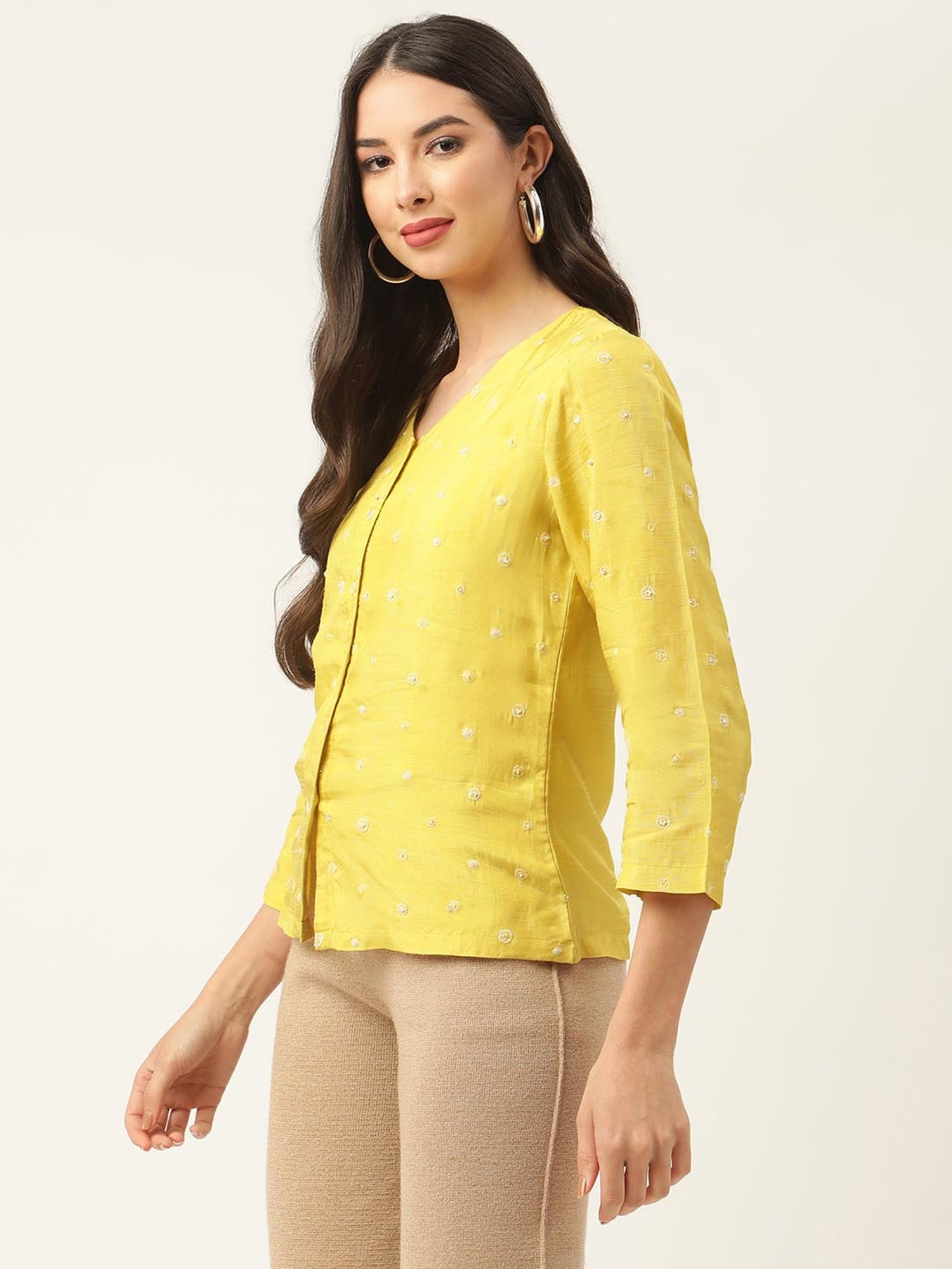 Rooted Yellow Embroidered Shirt