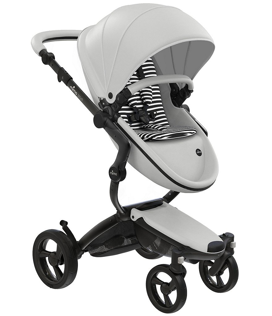 Mima Xari Stroller - Black Chassis with Snow White Reversible Seat and Carrycot