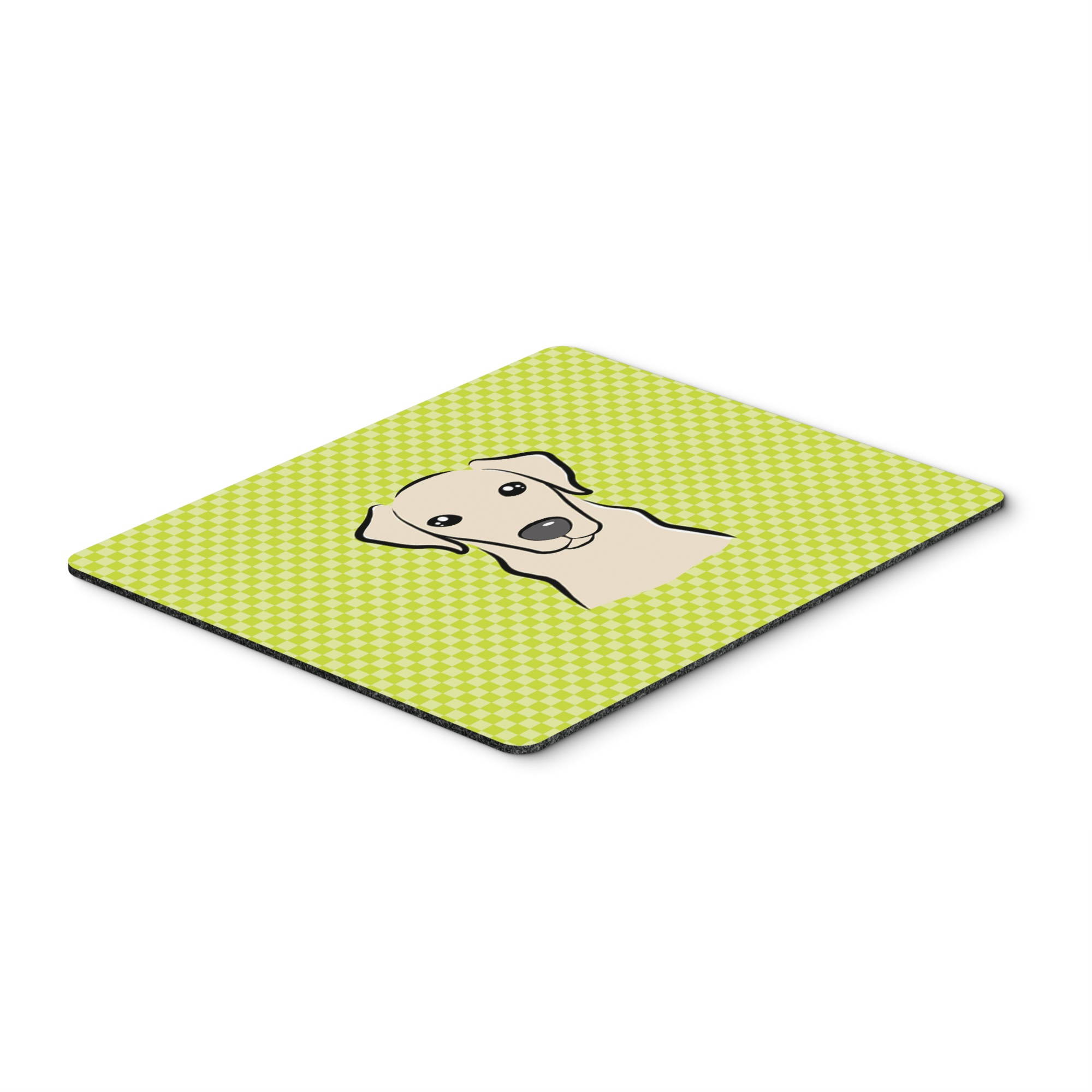 Checkerboard Lime Green Yellow Labrador Mouse Pad, Hot Pad or Trivet BB1284MP