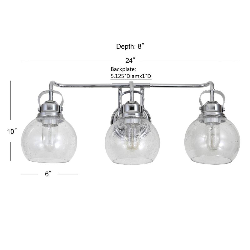 24" Metal/Bubbled Glass Shirley Vanity Wall Light Chrome - JONATHAN Y