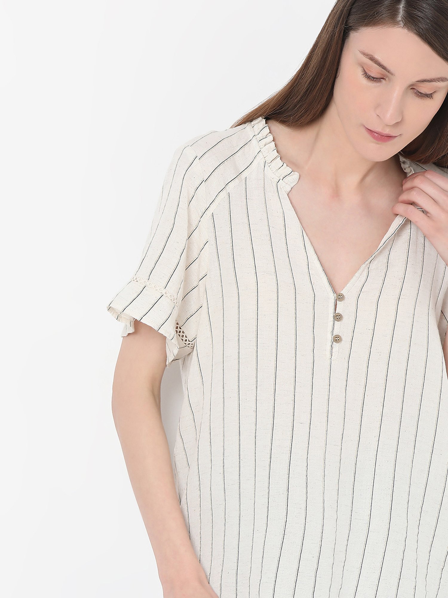 Vero Moda Beige Striped Top