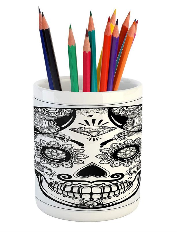 Home Office Desktop Wooden Trapezium Design Storage Romote Control Pen Holder