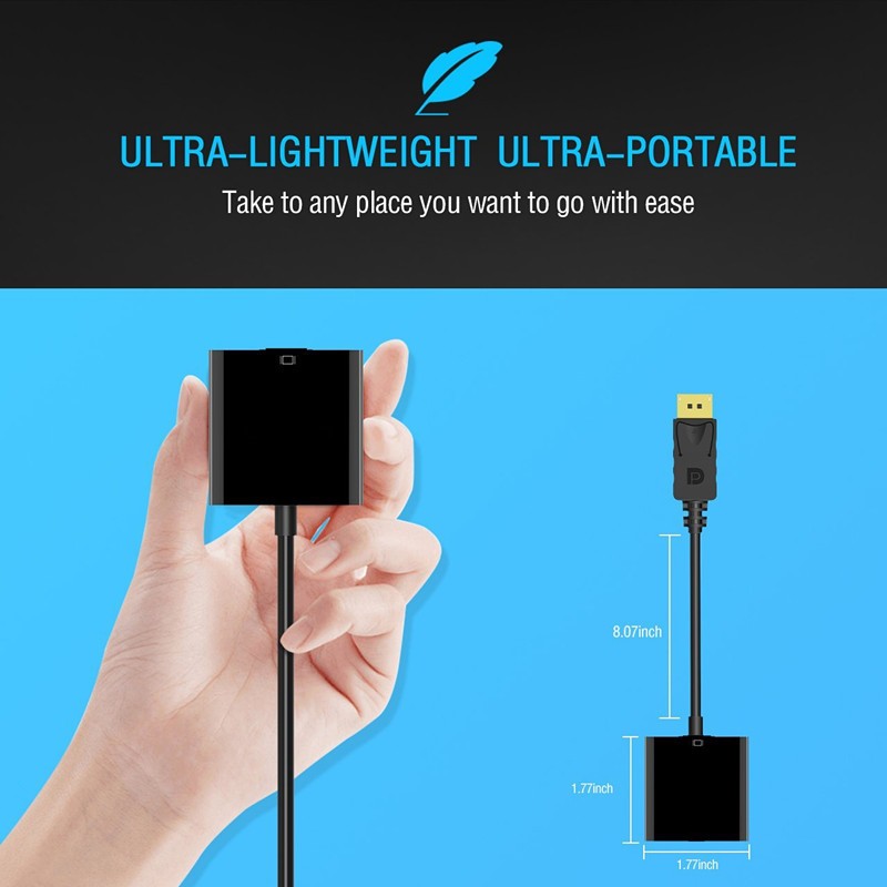 DP male to DVI Female Adapter Video Display Port Cable Converter for PC Laptop Black