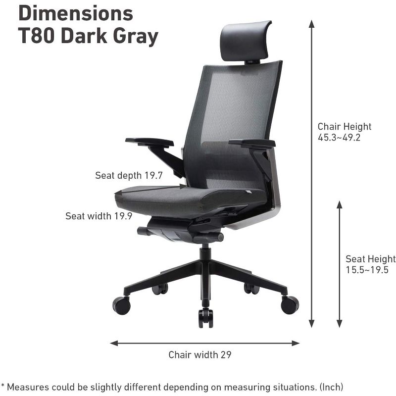 SIDIZ T80 Customizable Comfort Ergonomic Office Computer Gaming Desk Chair, Dark Grey, w/ Lumbar Support, Memory Foam Seat, & 3D Adjustable Armrests