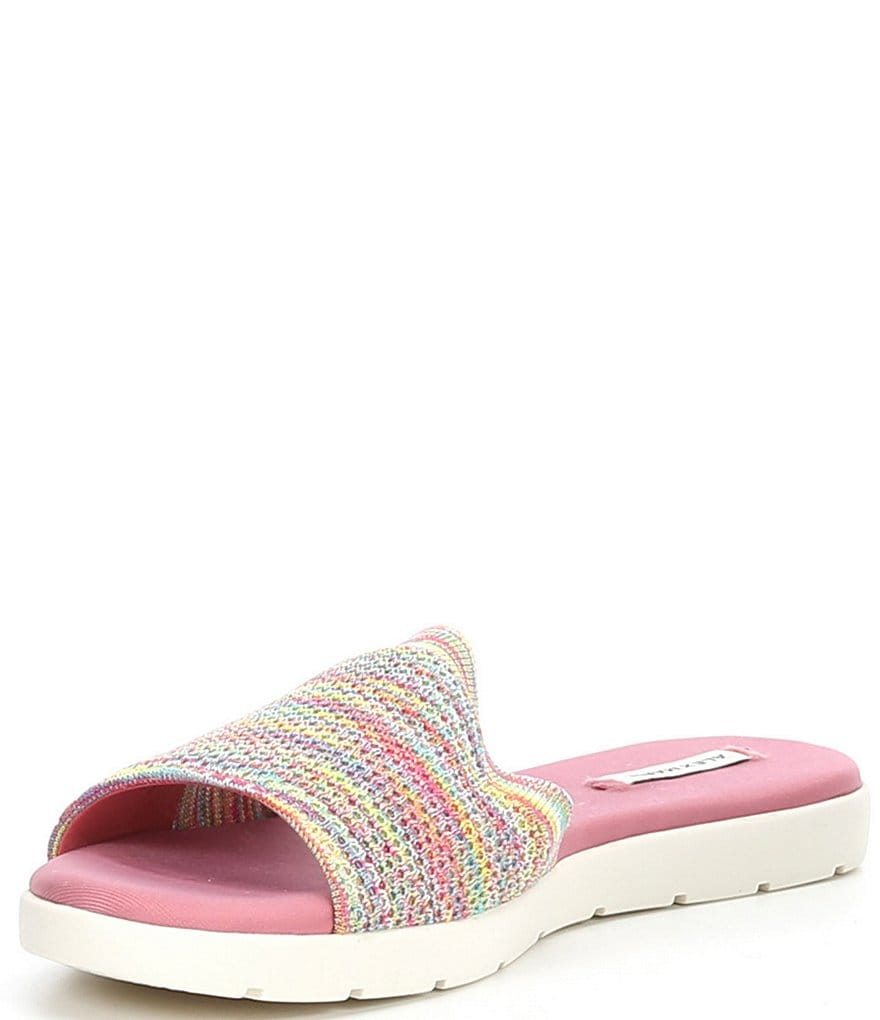 Alex Marie Casperi Rainbow Stretch Knit Patterned Sock Slides
