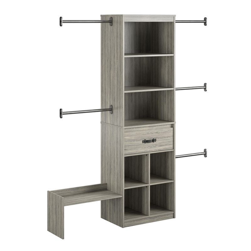 Nova Grow with Me Grey Oak Adjustable Kids&rsquo; Closet Organizer System