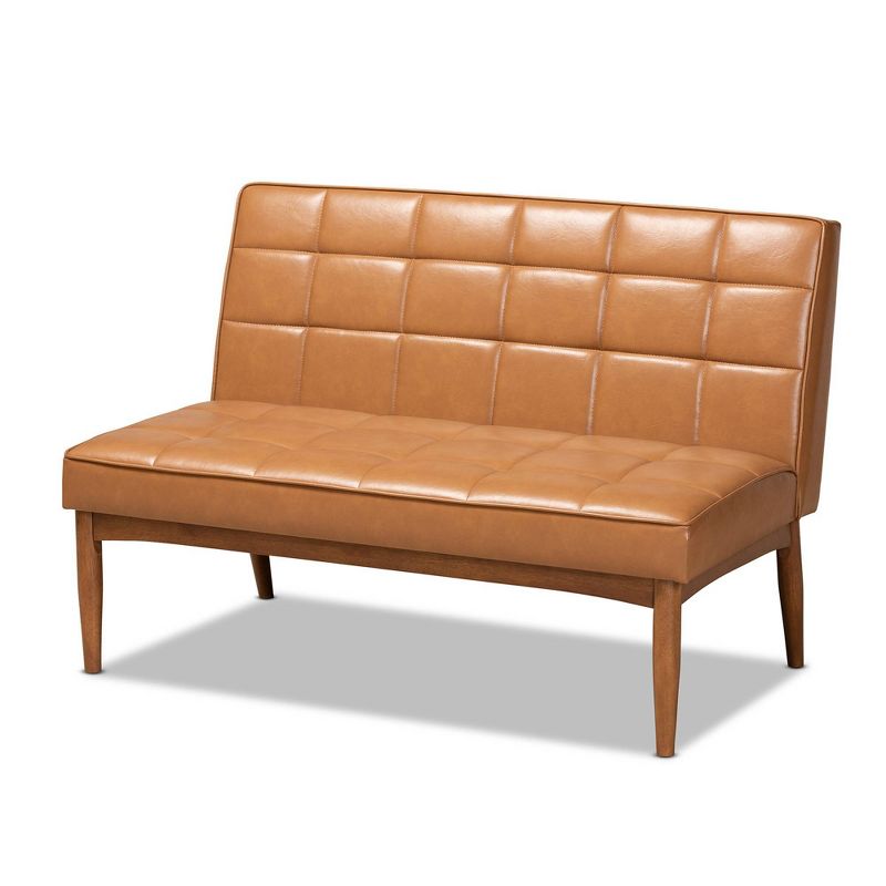 3pc Sanford Tan Wood Dining Nook Set Walnut Brown - Baxton Studio