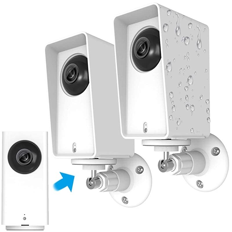 cam pan Protective Case with Wall Mount Bracket Weather Proof Adjustable for Indoor and Outdoor AntiSun Glare and UV Protection Very Easy to Install 2PACK White