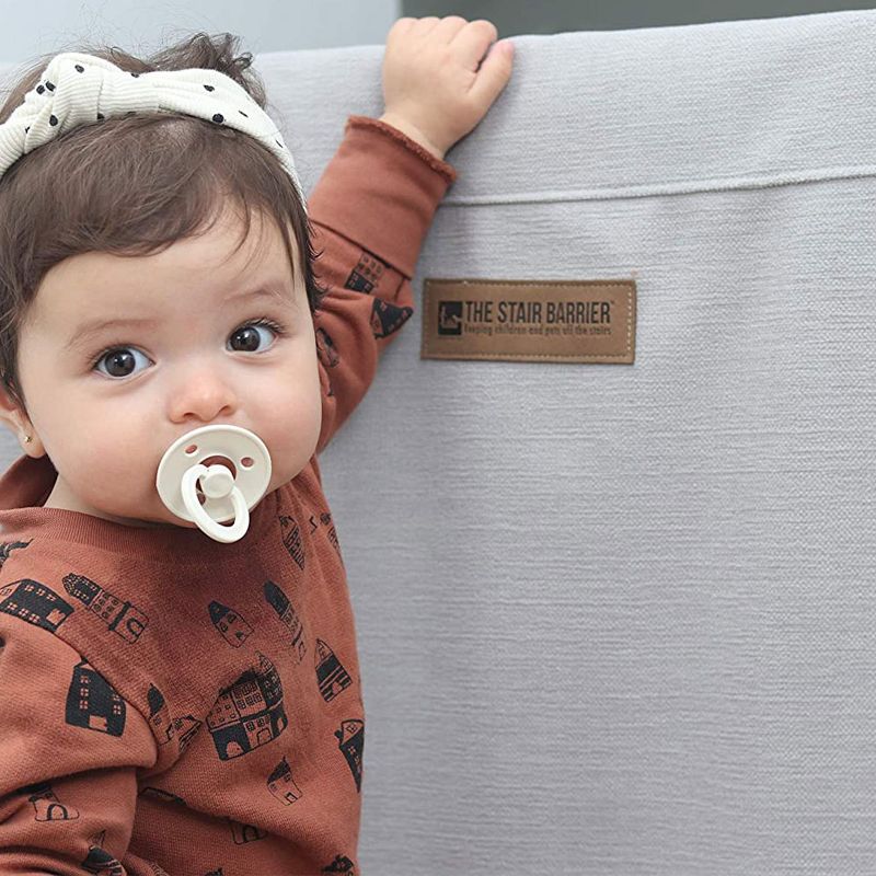 The Stair Barrier Regular Wall to Wall Single Panel Swing Gate with Fabric Slipcover Baby and Pet Safety Gate, 27 to 42.5 Inch, Just Cream