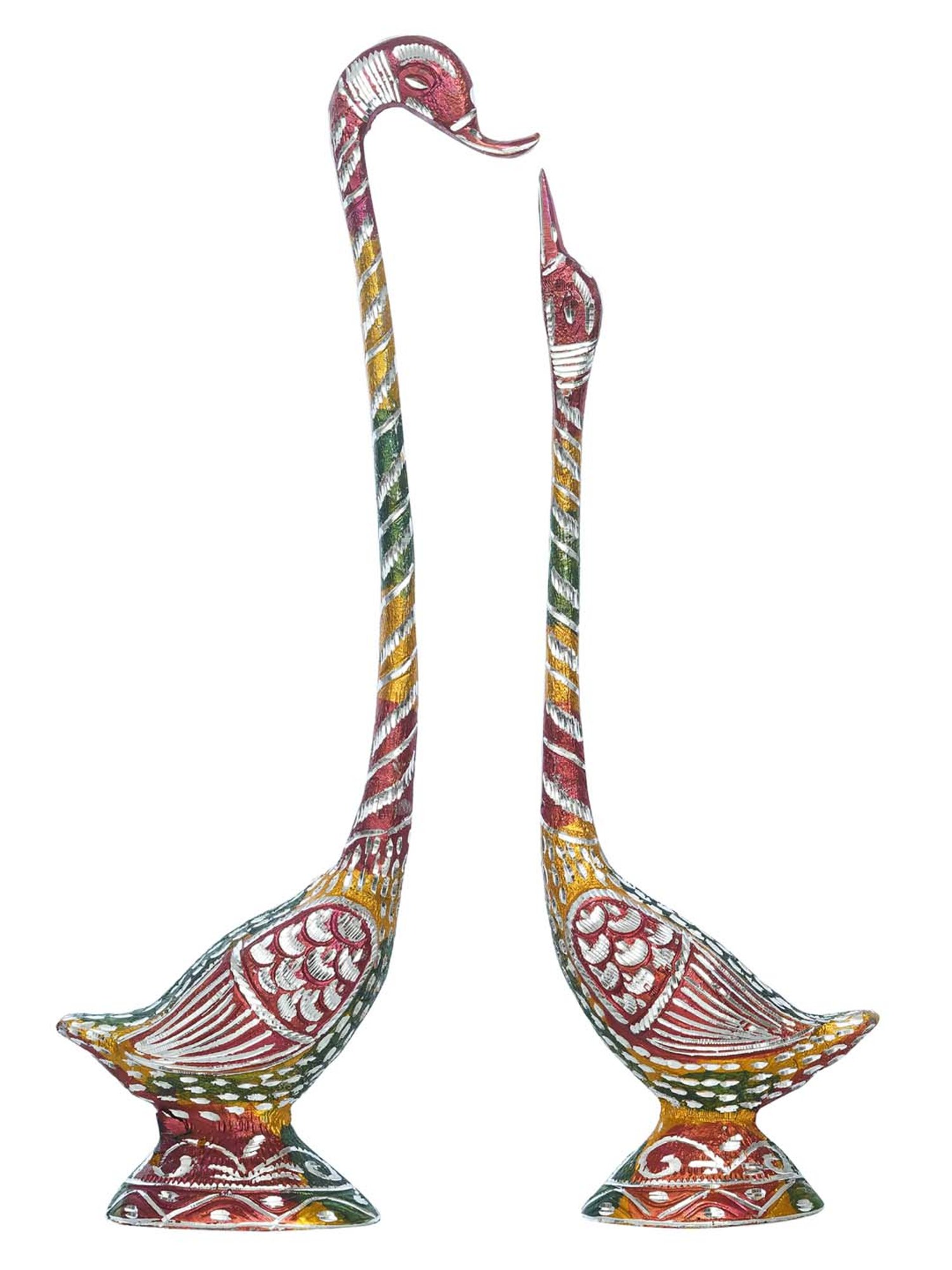 eCraftIndia 22 Inch Colorful Kissing Swan Couple Handcrafted Decorative Figurine