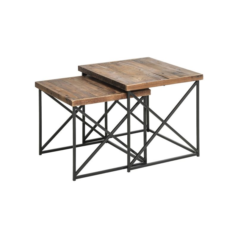 Set of 2 Layton Reclaimed Wood Nesting Tables Brown/Black - Summerland Home