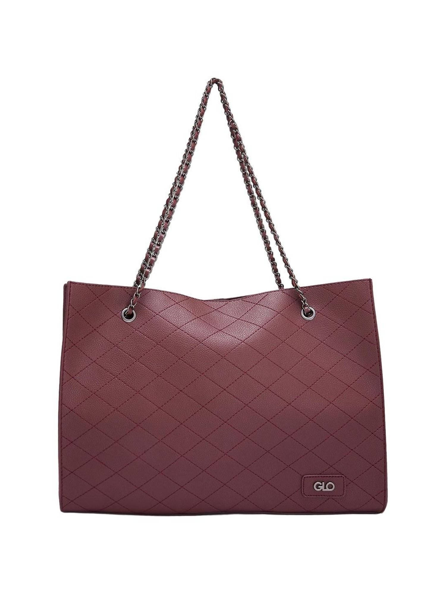 Globus Maroon Textured Medium Tote Handbag