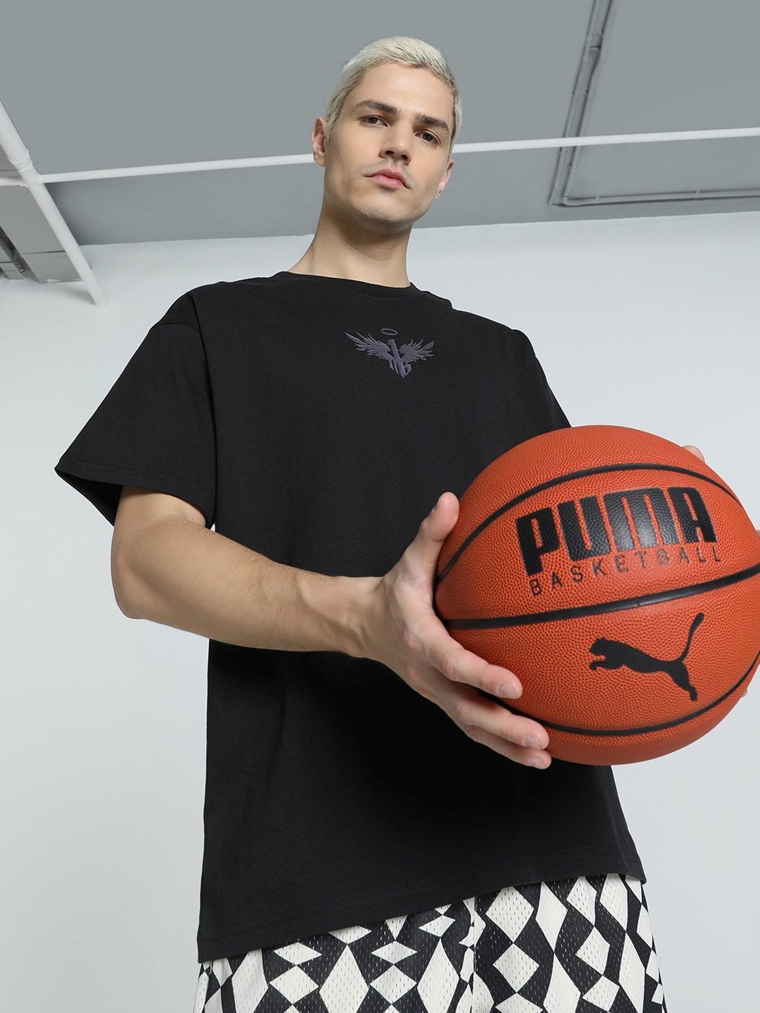 Puma MELO Black Regular Fit Printed Sports T-Shirts