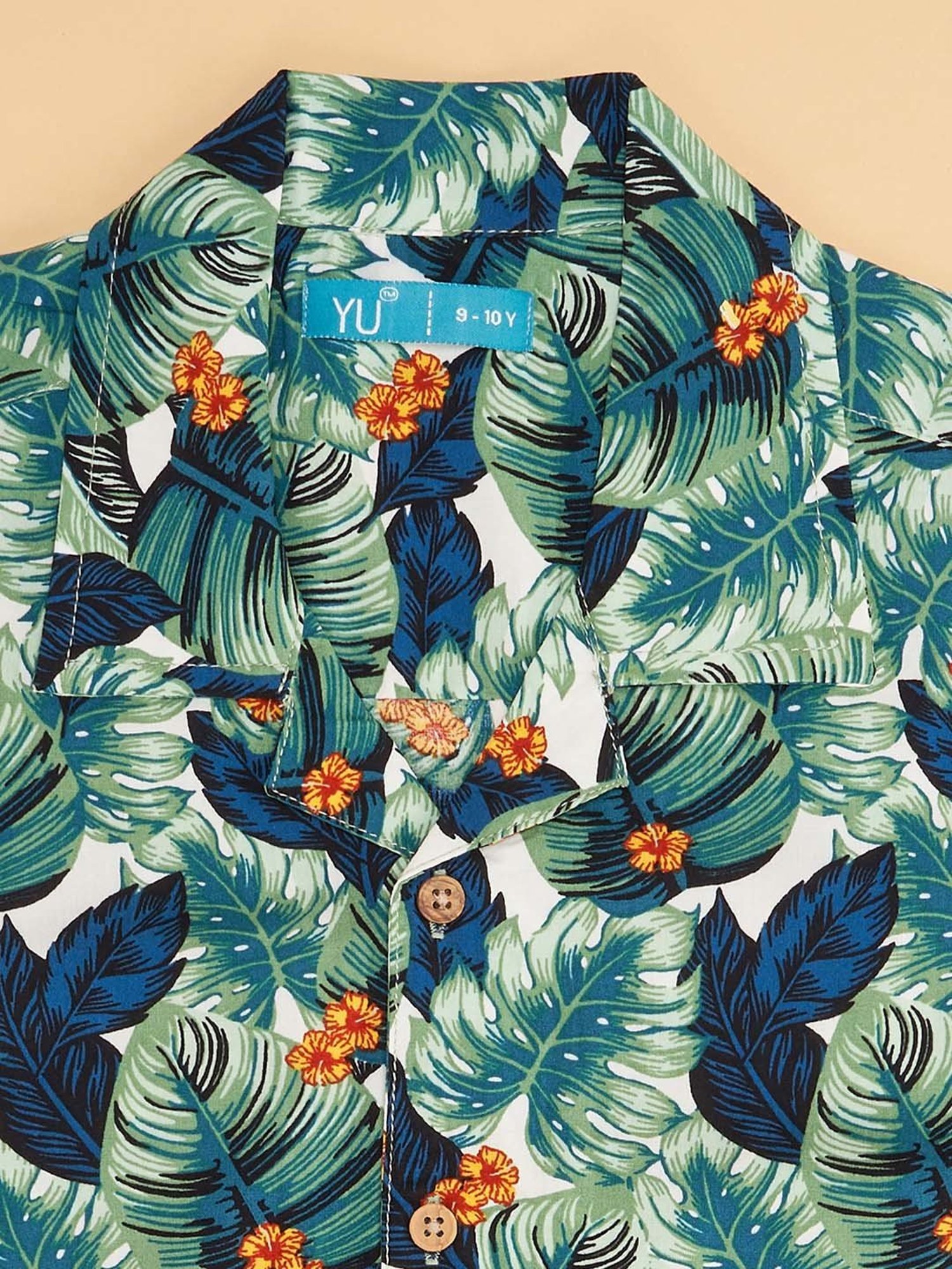 YU by Pantaloons Kids Green & Blue Printed Shirt