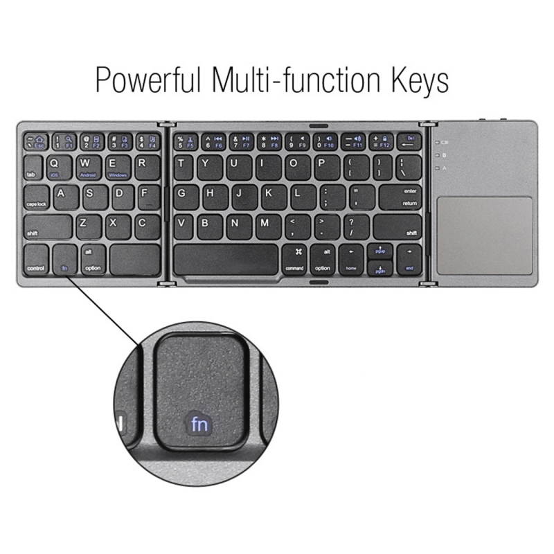 Sunsky B033 Rechargeable 3-Folding 64 Keys Keyboard Bluetooth Wireless Keyboard with Touchpad (Black)