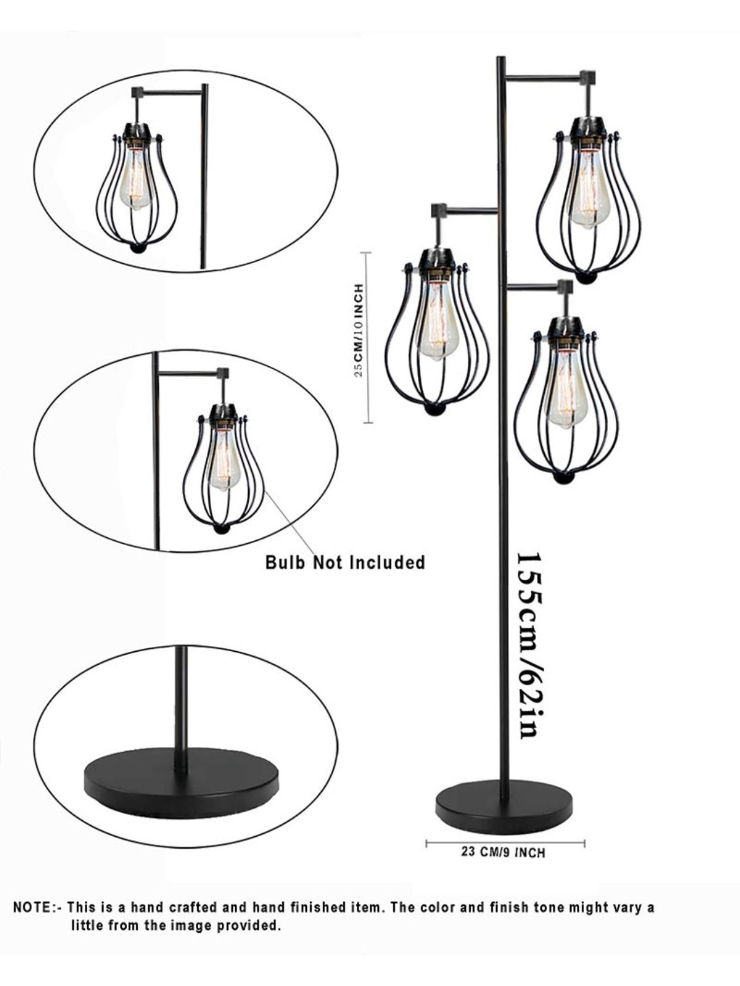 Homesake Black Metal Tree Floor Lamp