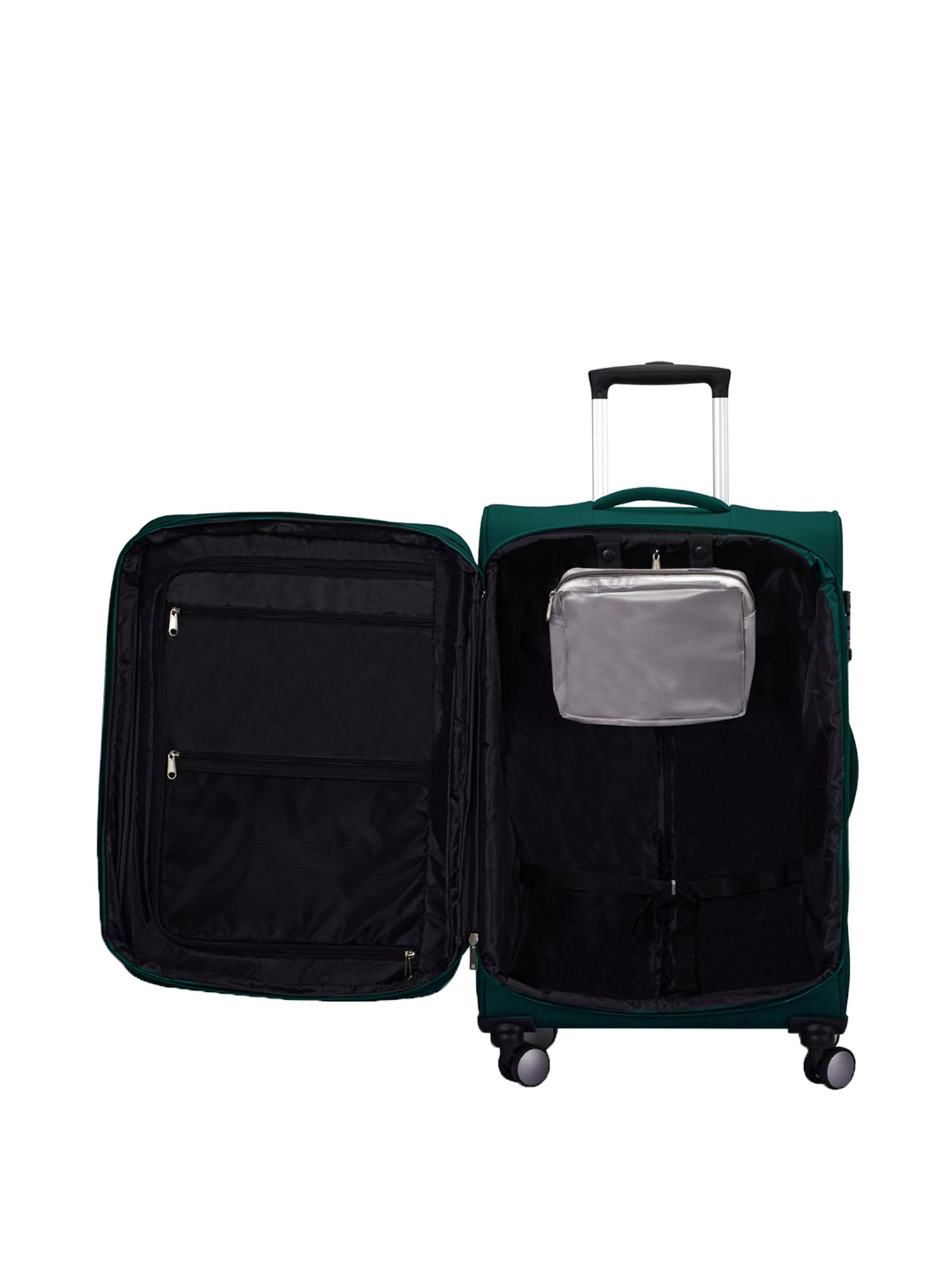 Carriall Green 4 Wheel Medium Soft Cabin Trolley Pack of 2 - 68 cm