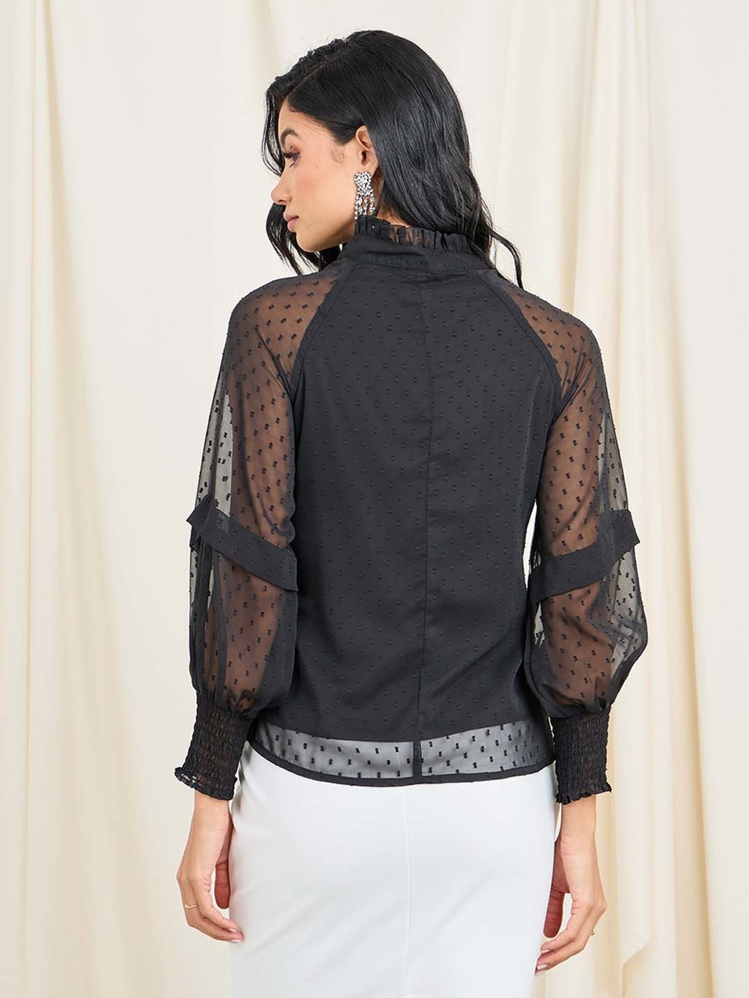 Styli Black Self Pattern Top