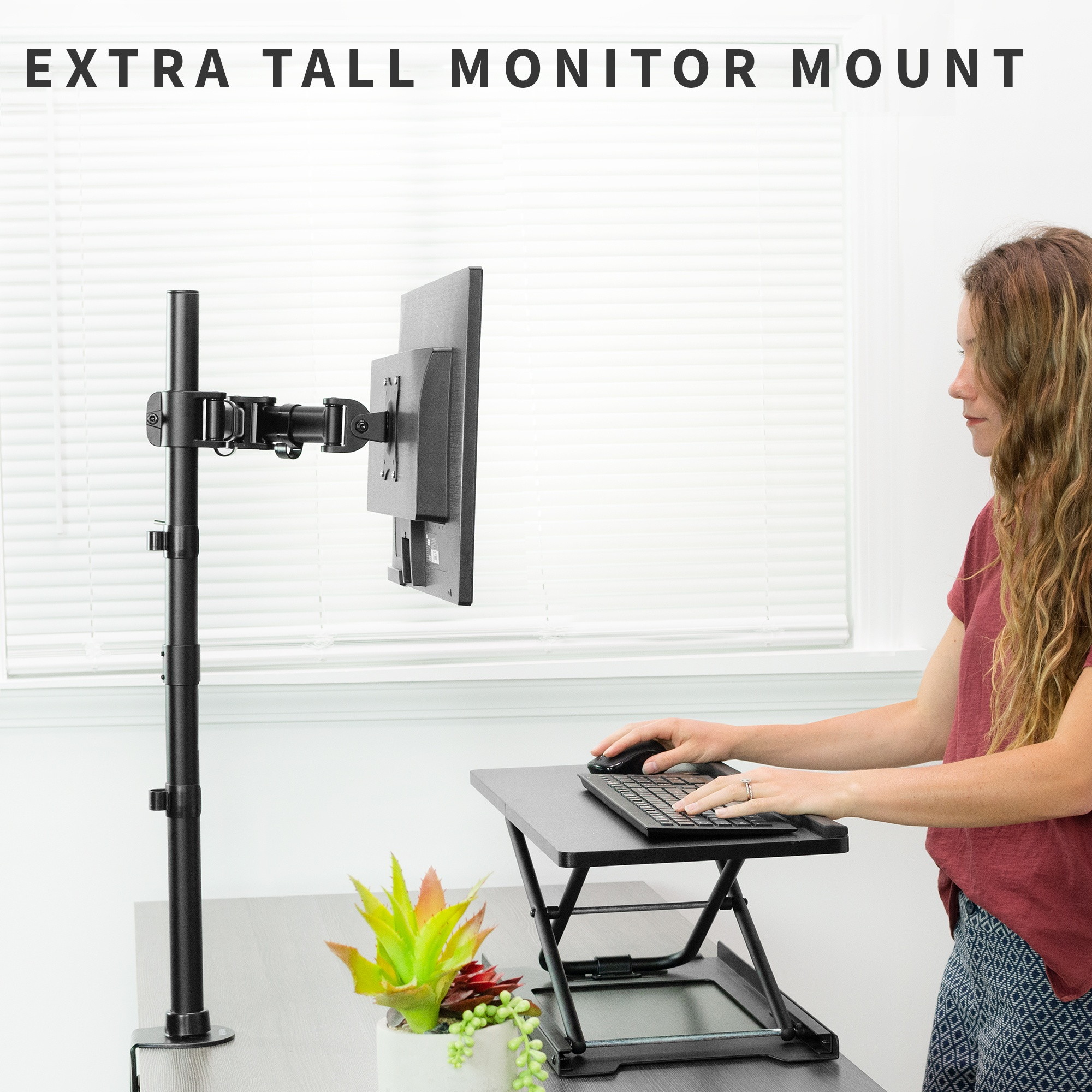 VIVO Single Monitor Desk Mount Extra Tall Fully Adjustable Stand for up to 32" Screen (STAND-V001T)