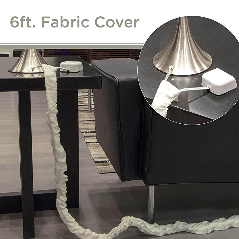 Eggshell White Fabric Cord Cover 2 Pack 6 ft Hides Lamps Light Fixtures and Desks Cable Management Easy Installation 48656