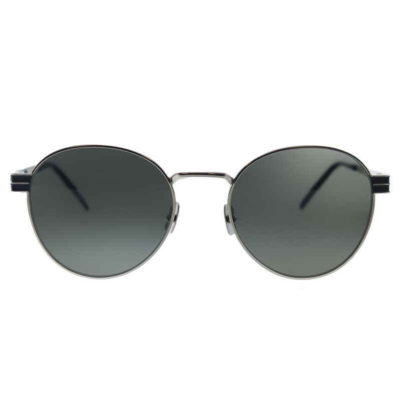 Saint Laurent SL M62 001 Unisex Round Sunglasses Silver Black 52mm