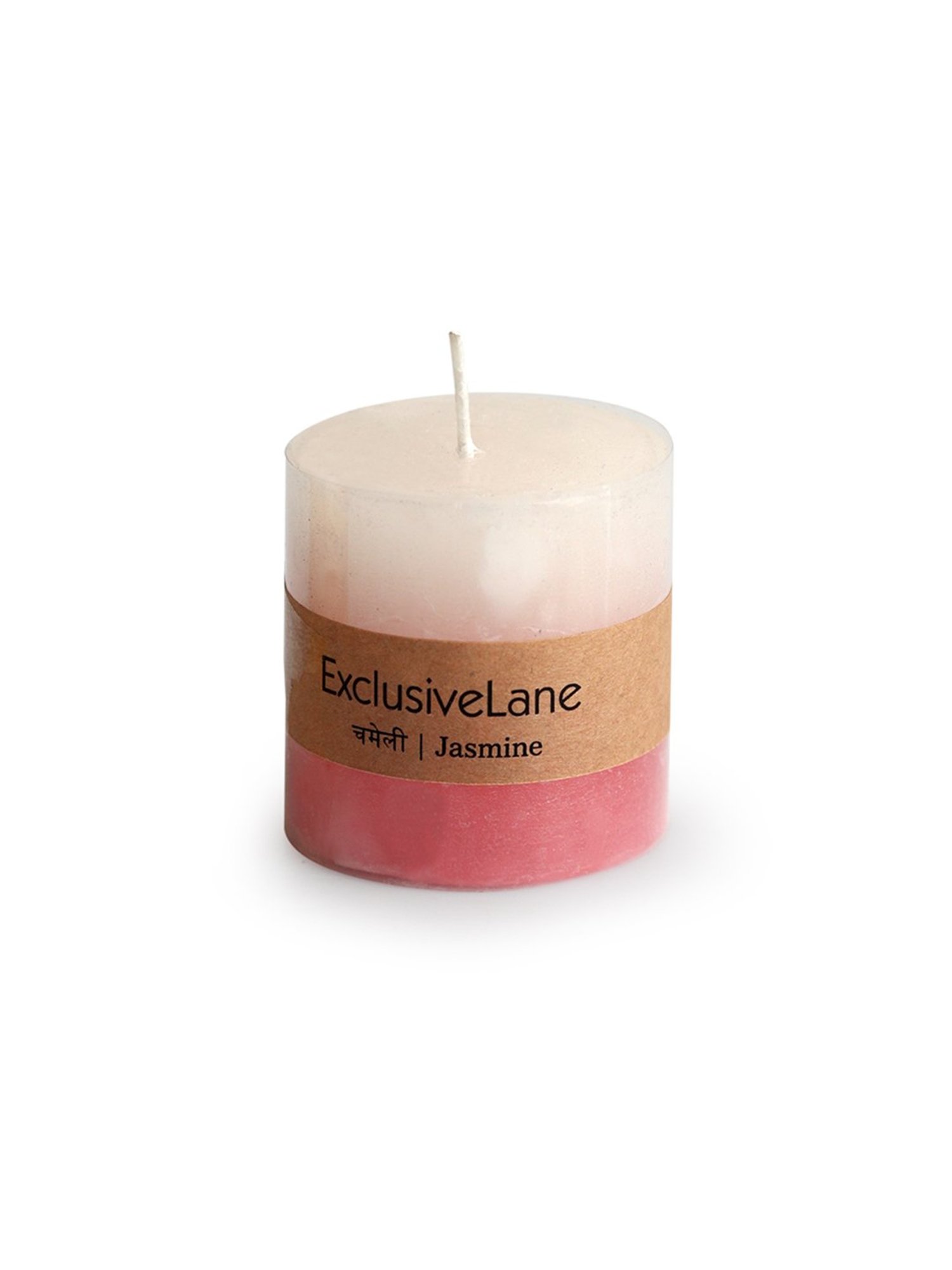 ExclusiveLane Jasmine Pink & White Soy Wax Pillar Scented Candles