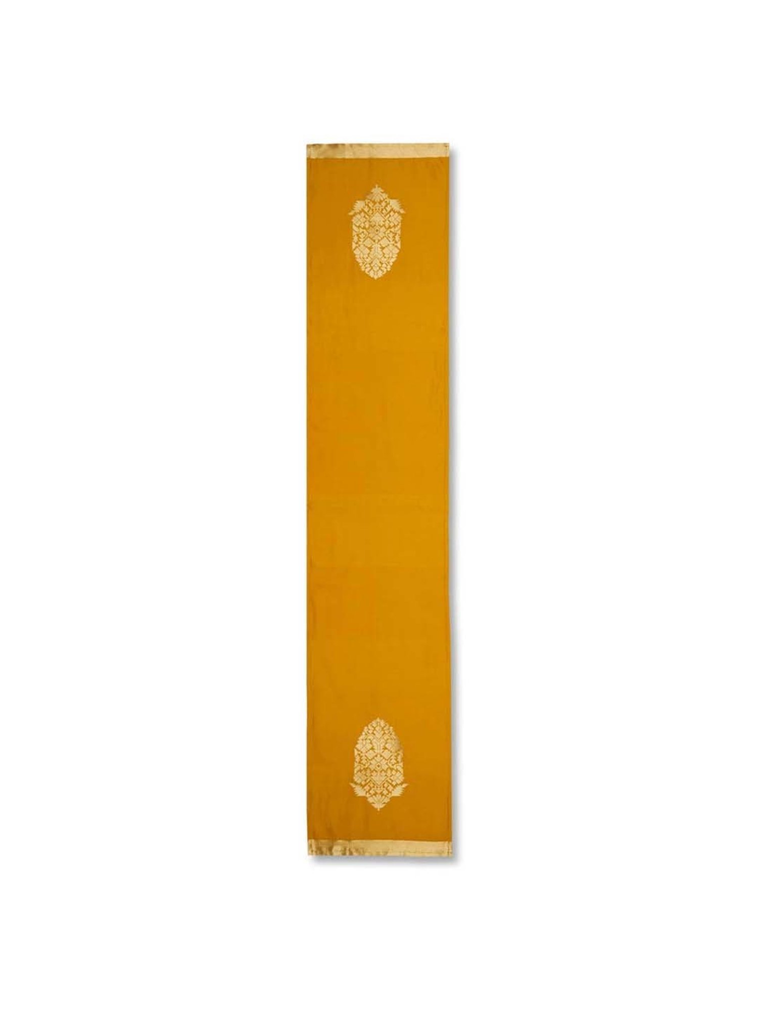Fabindia Deeva Yellow Cotton Blend Small Runner