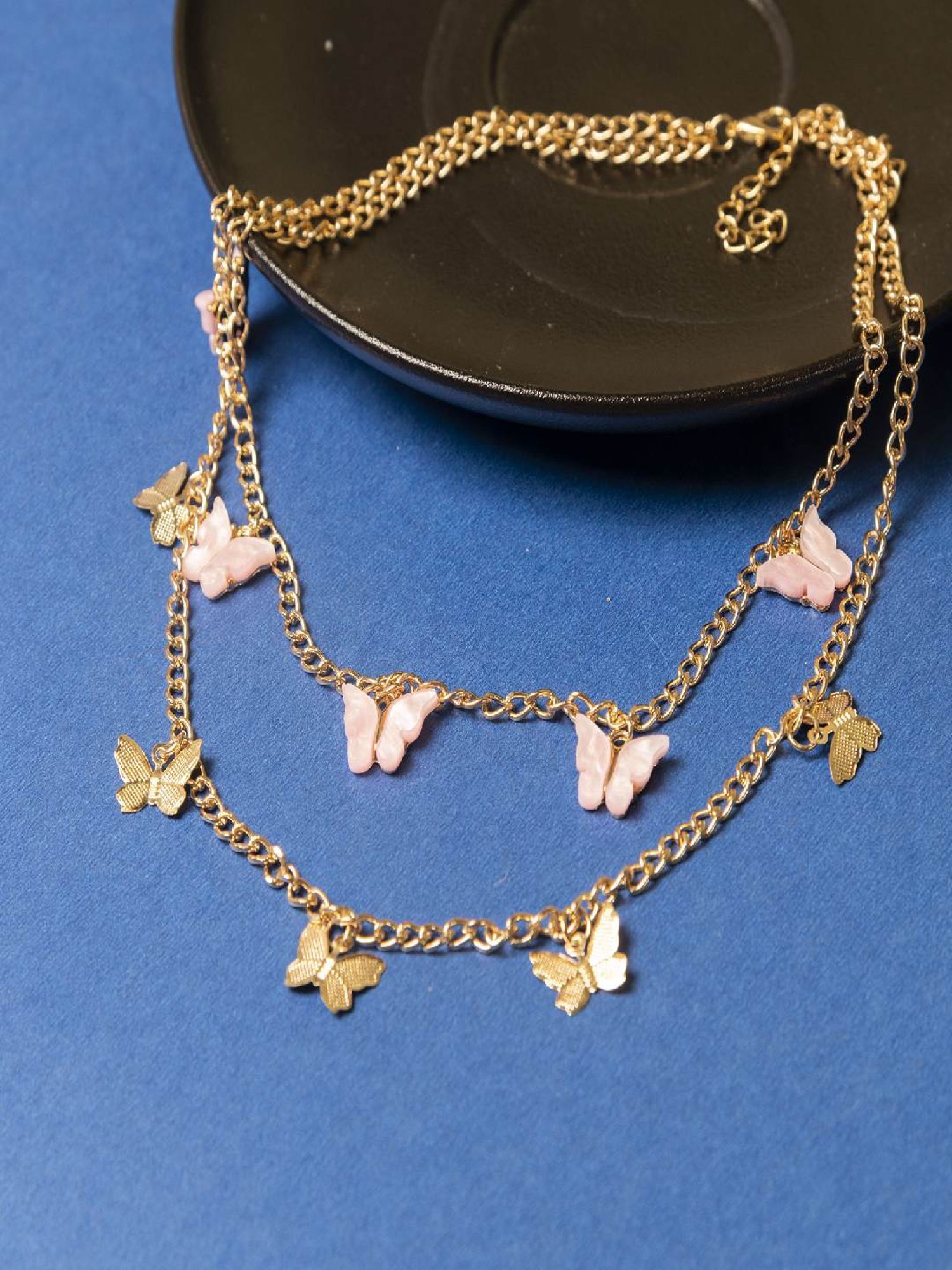 Jewelz Multi-Layered Butterfly Design Necklace for Women