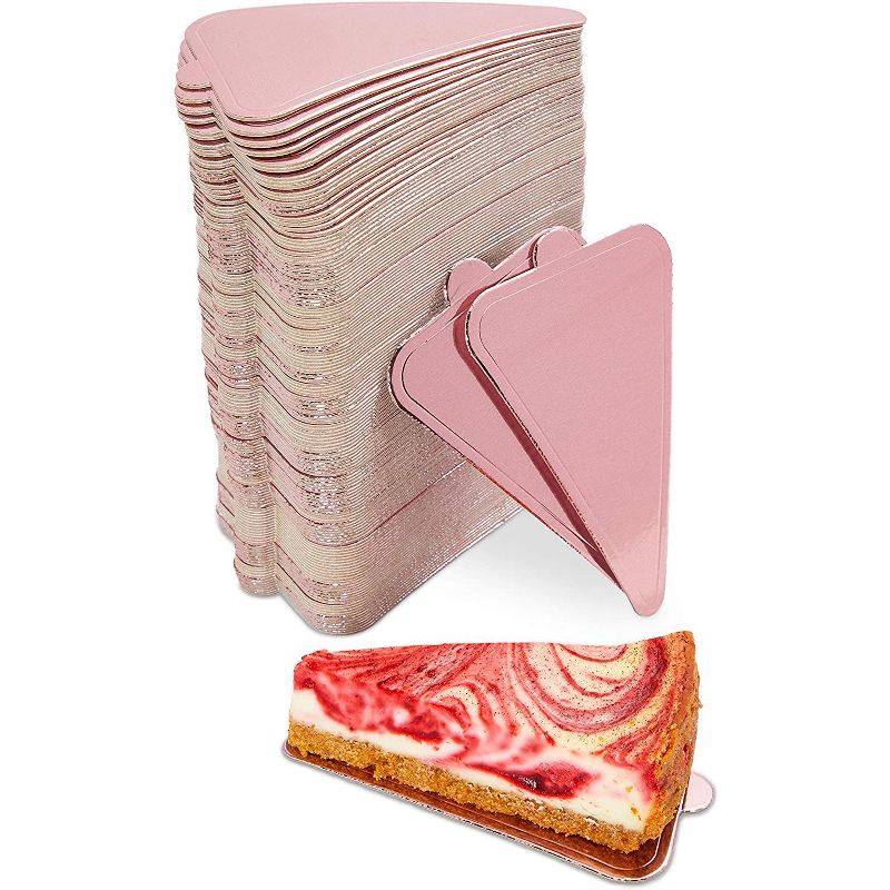 Sparkle and Bash 200 Pack Mini Cake Boards, Rose Gold Foil Triangle Dessert Bases (3 x 4.6 In)