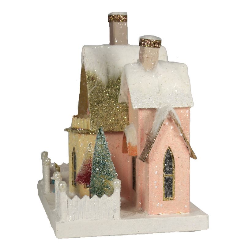 Christmas 8.25" Manor House Village Light Up Putz Retro  -  Decorative Figurines