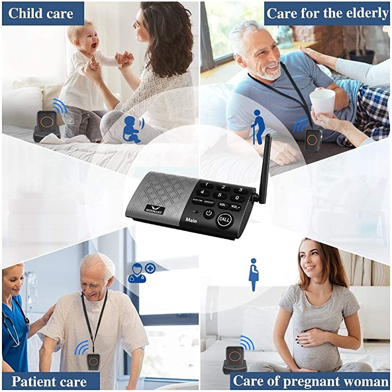 Wireless TwoWay Conversation Caregiver Pager for Elderly Senior Patient Personal Alert Alarm Nurse Call Button for Home Safety Alert System