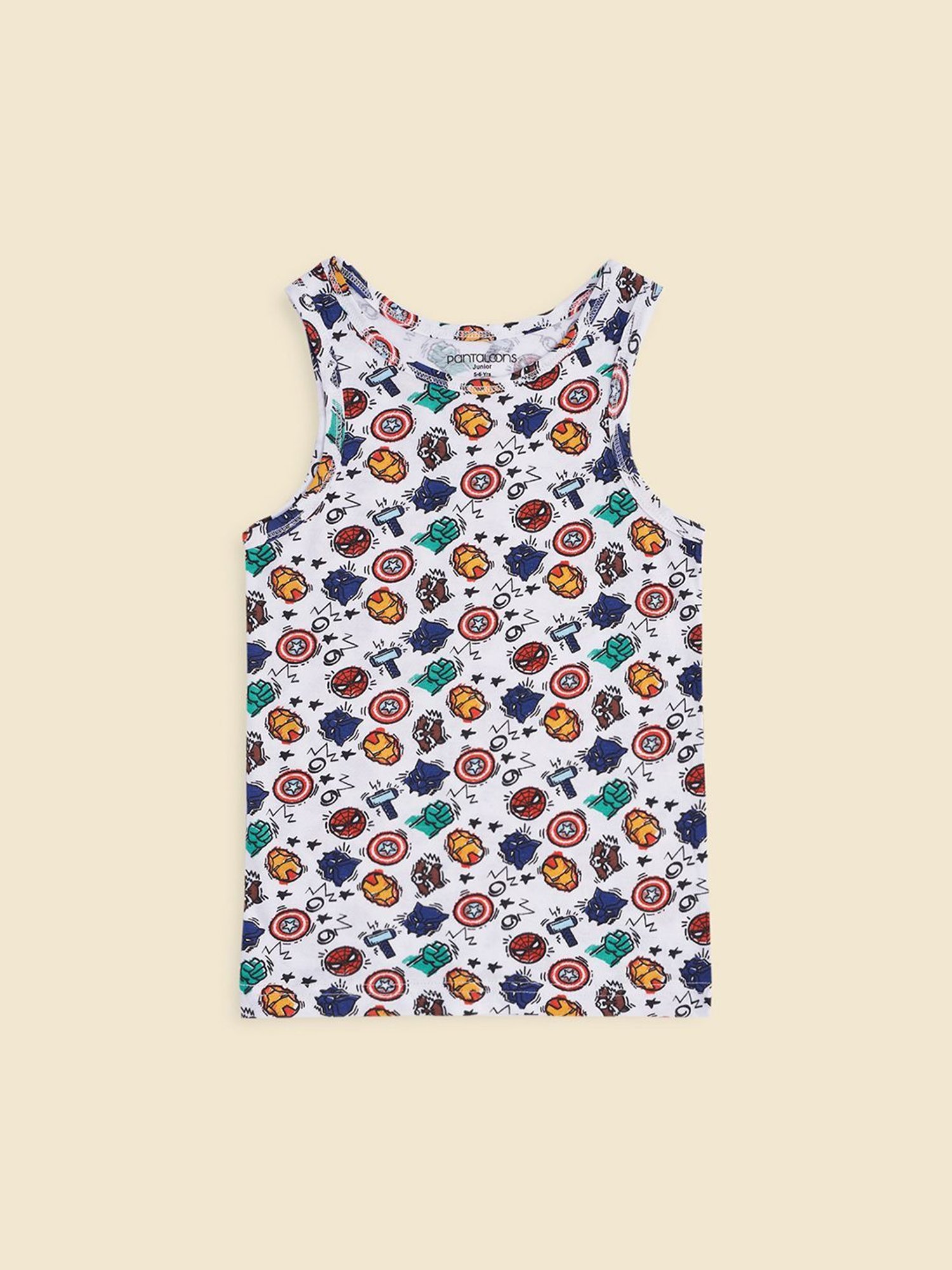 Pantaloons Junior White & Royal Blue Printed Vest (Pack Of 2)