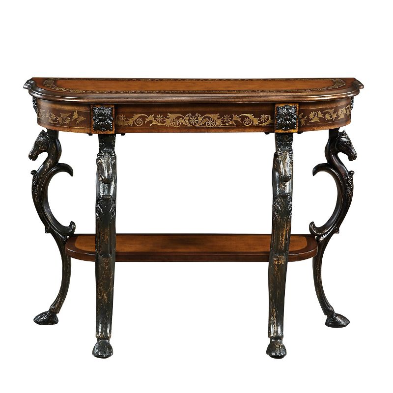 Wyatt Console Table with 4 Reeded Legs and Lower Shelf Aged Mahogany - Powell Company