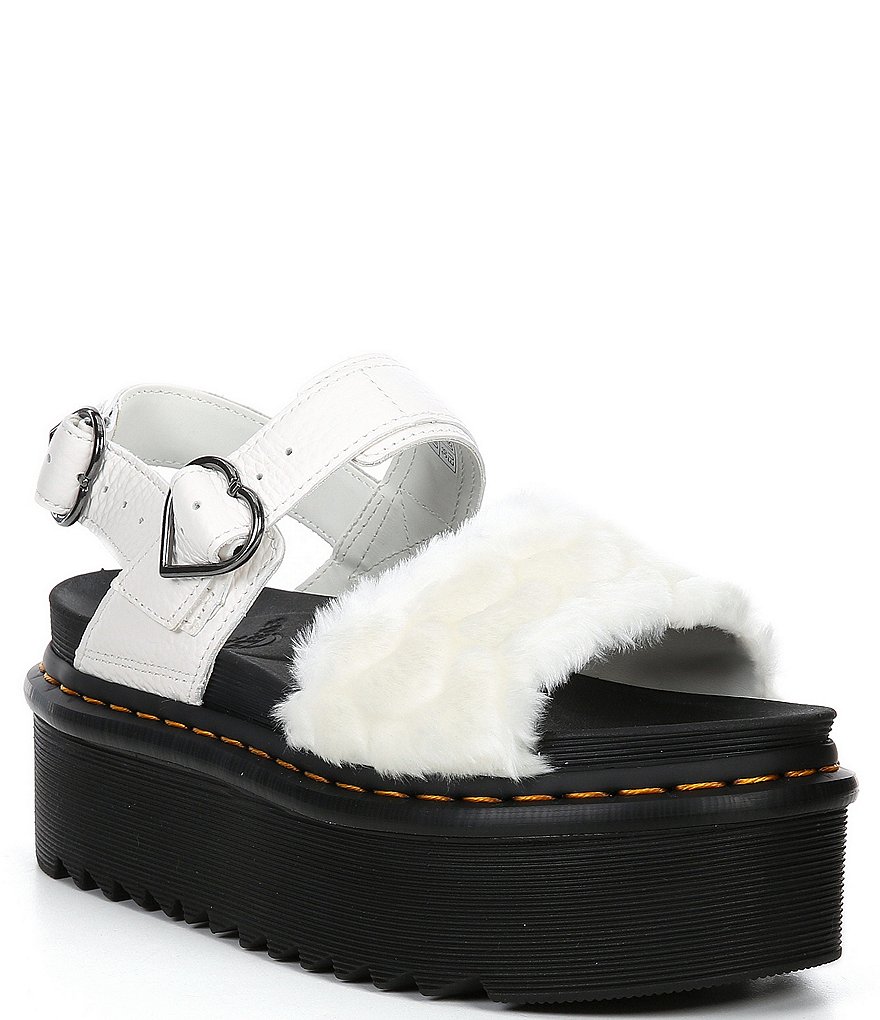 Dr. Martens Women's Voss Quad Fluffy Faux Fur Platform Sandals