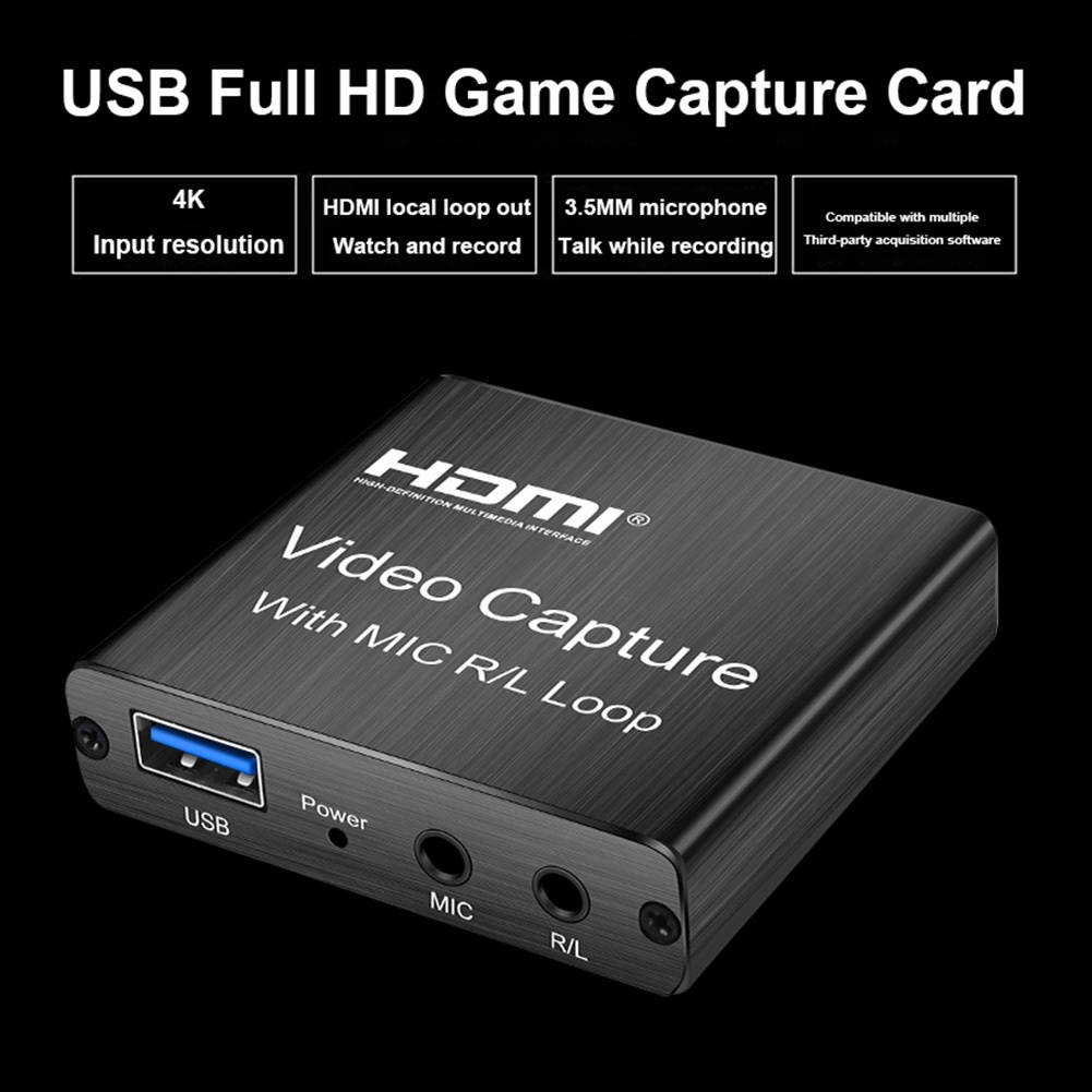 60hz HDMI Video Capture Card Portable For Live Streaming Game Recording With Mic