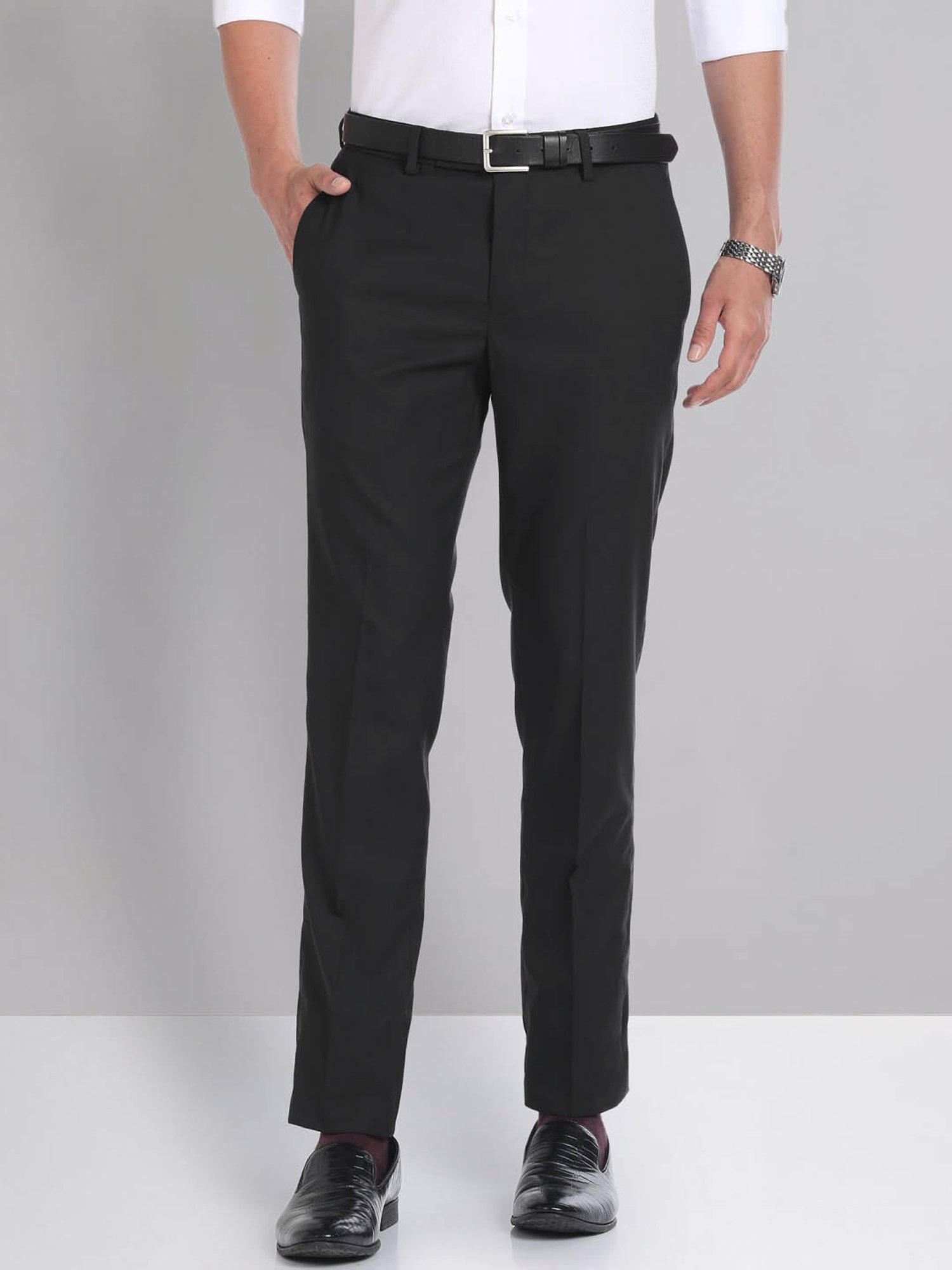 AD by Arvind Black Slim Fit Trousers