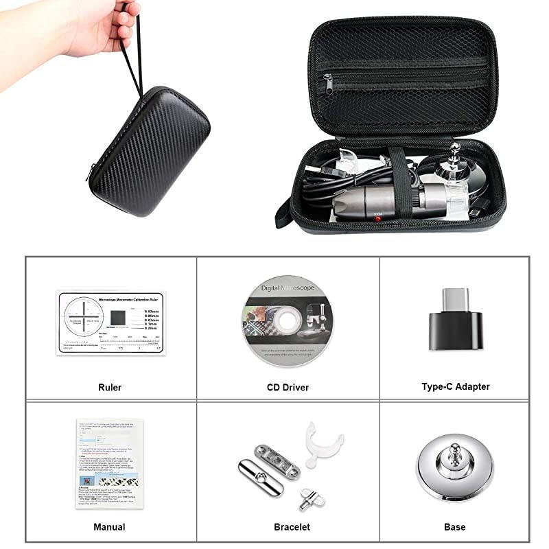 USB Microscope Camera 40X to 1000X  Digital Microscope with Metal Stand amp Carrying Case Compatible with Android Windows 7 8 10 Linux Mac Portable Microscope Camera USB Microscope