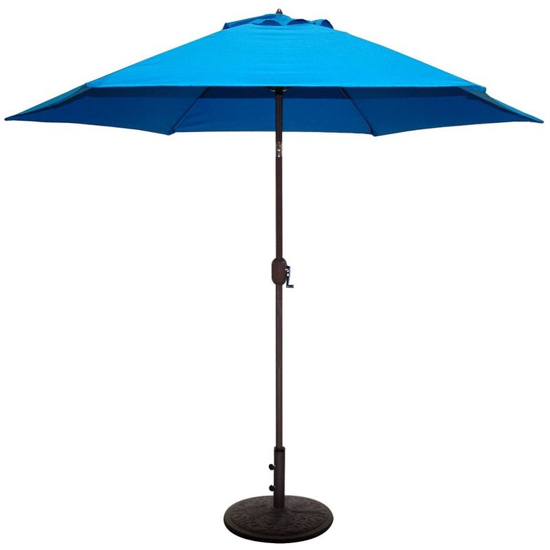 9' x 5' Aluminum Bronze Umbrella Blue - Tropishade