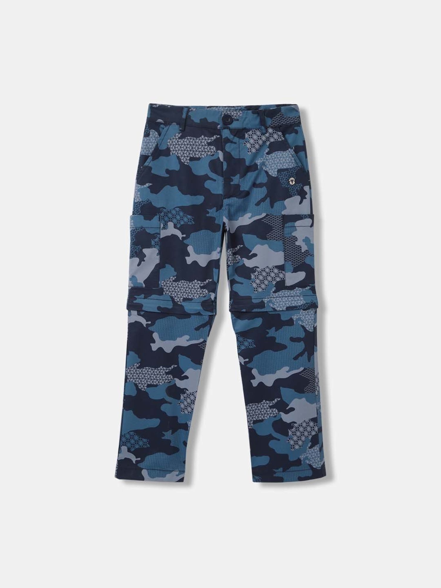 Blue Giraffe Boys Blue Cotton Camouflage Trousers