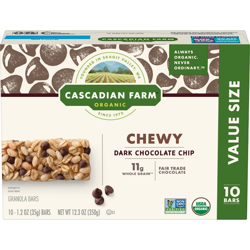 Cascadian Farms Organic Dark Chocolate Chip Chewy Granola Bars - 10ct