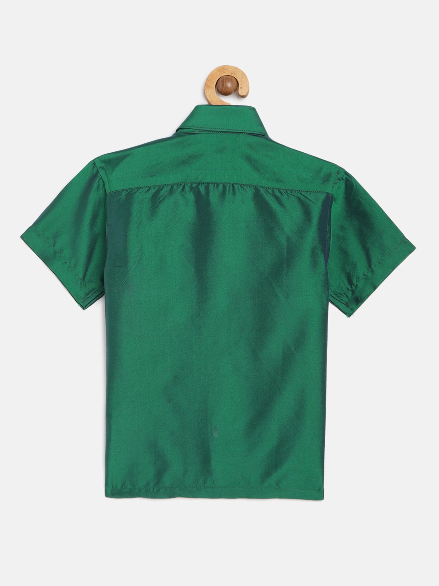 THANGAMAGAN Kids Green Solid Lining Shirt