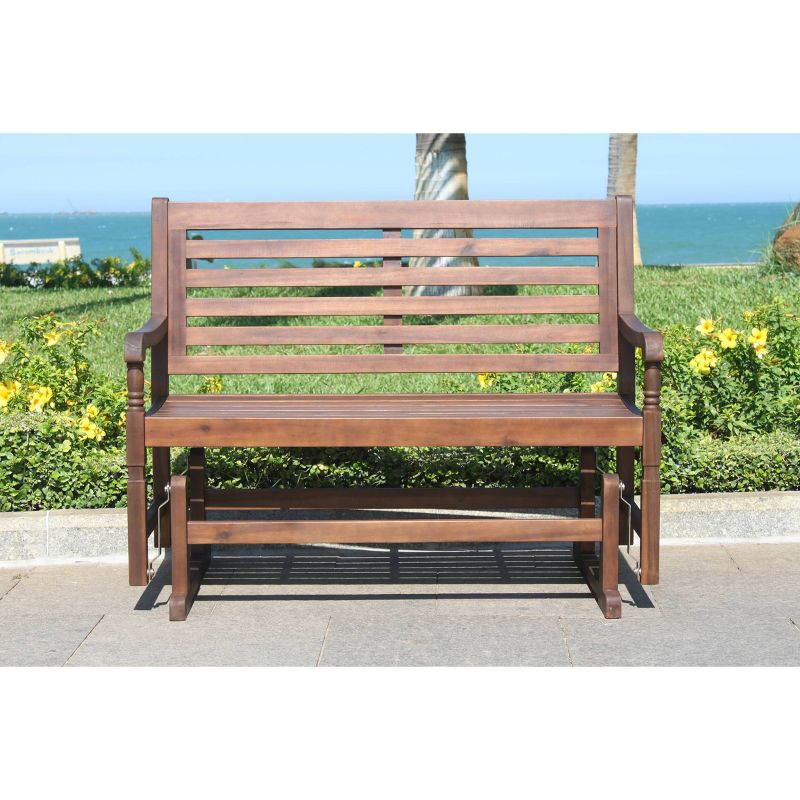 Wood Outdoor Bench in Natural Brown-Pemberly Row