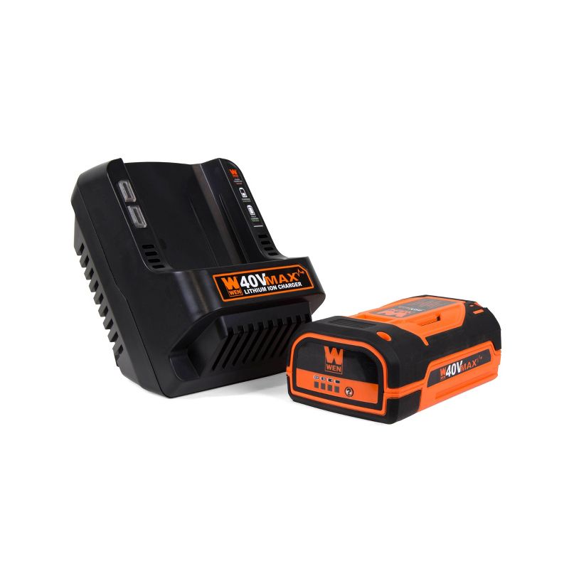 WEN 40410 40V Max Lithium-Ion 480 CFM Brushless Leaf Blower with 2Ah Battery & Charger