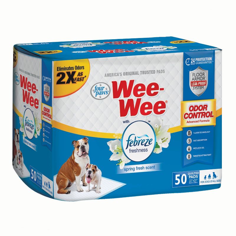 Four Paws Wee-Wee Odor Control with Febreze Freshness Dog Pads - 50ct