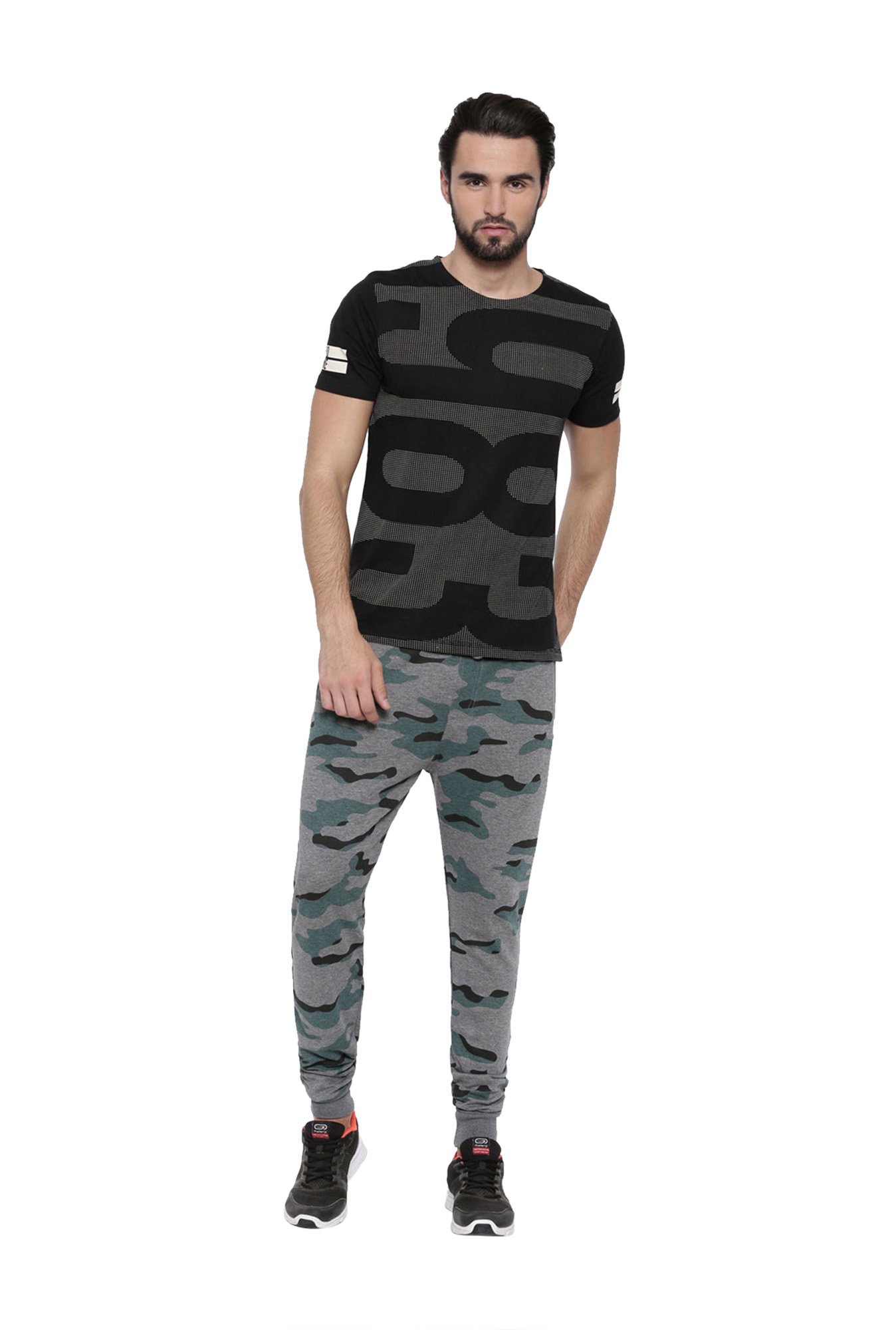 Proline Grey Comfort Fit Printed Joggers