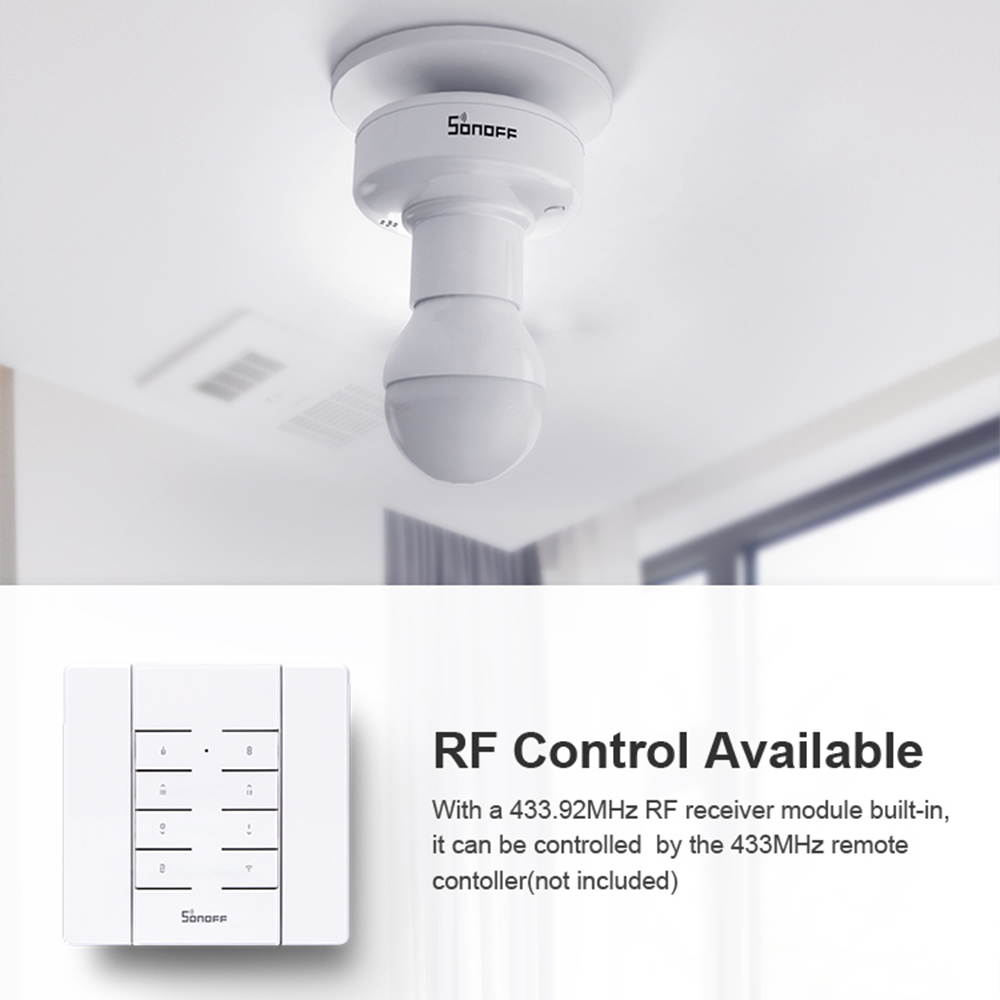 SONOFF SlampherR2 ITEAD WiFi Intelligent Light Bulb Holder 433MHz RF Wireless Lamp Holder Smart APP Control Voice Control Compatible with Amazon Alexa Google Home/Nest E27 for Smart Home
