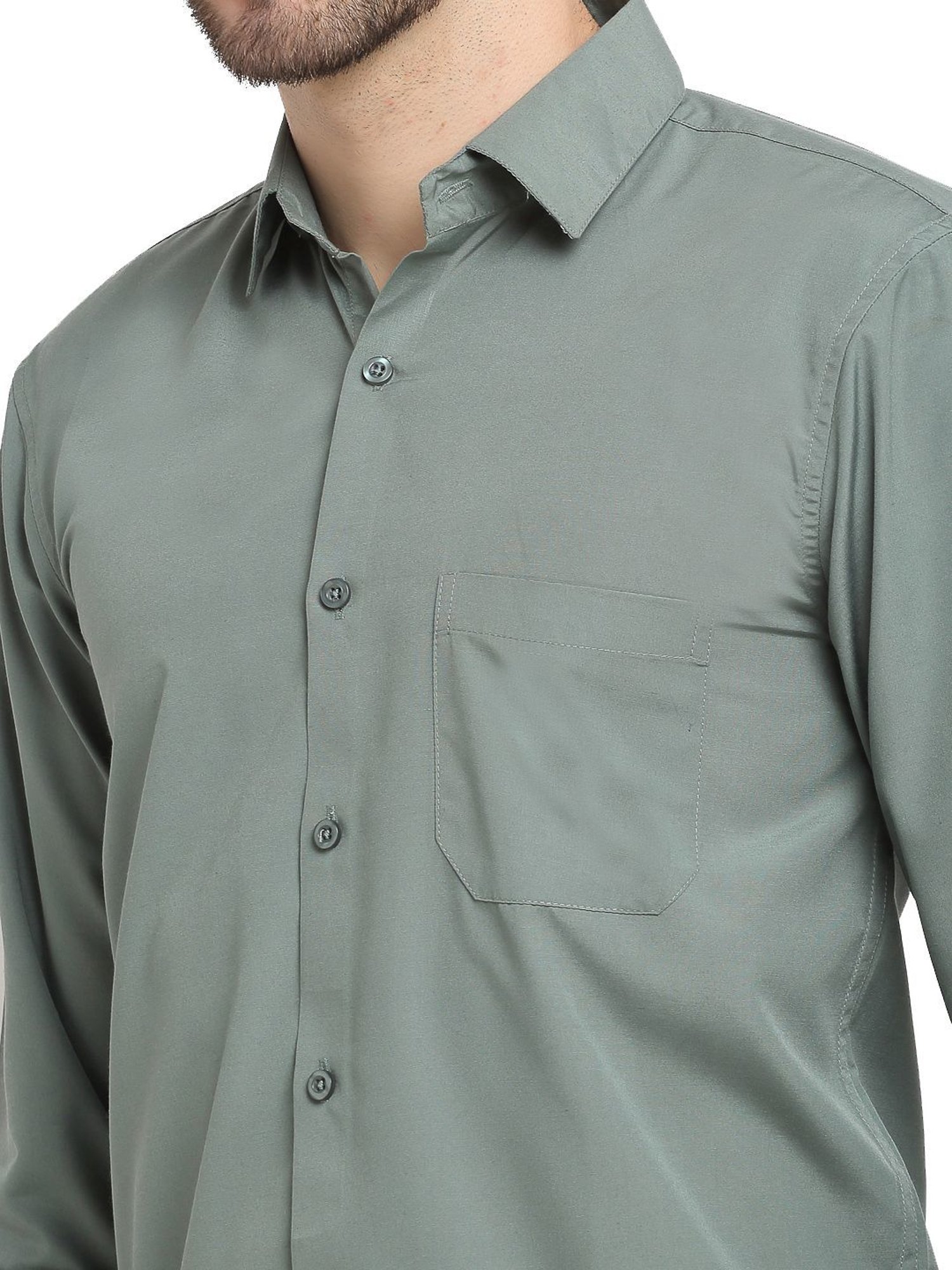 Jainish Green Cotton Regular Fit Shirt