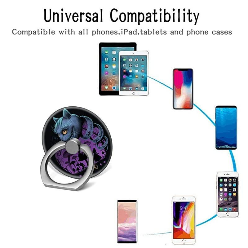 Phone Ring Holder Finger Kickstand,360 Degree Rotation Stand Grip with Car Mount Compatible with All Smartphone - Alice and The Cheshire cat