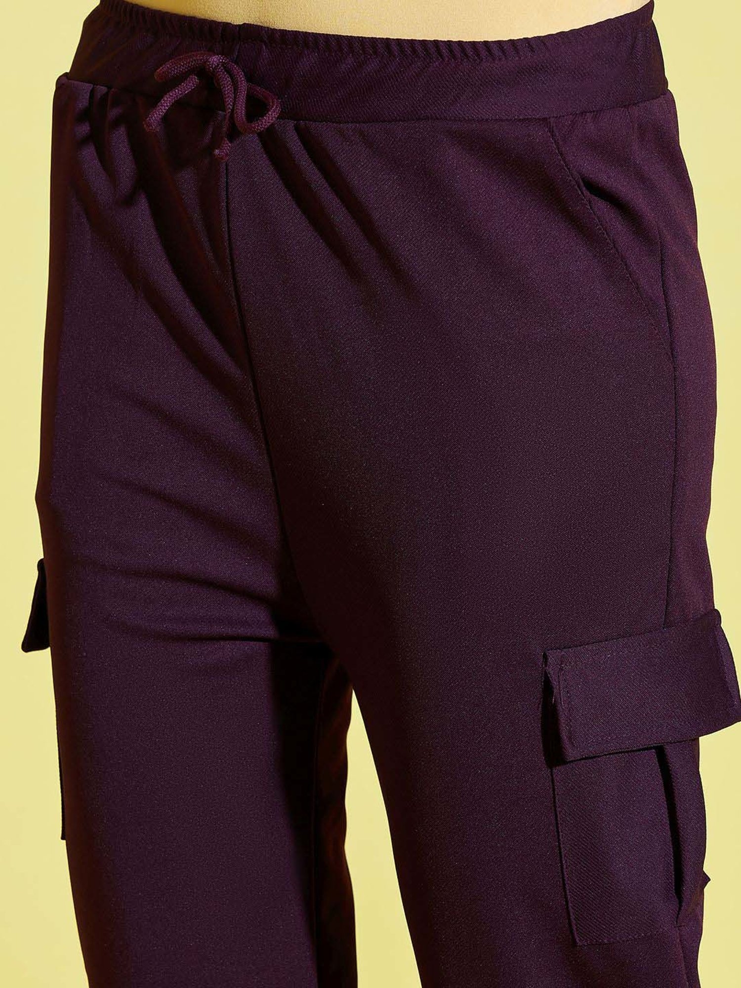 BUYNEWTREND Brown & Purple High rise Joggers (Pack Of 2)