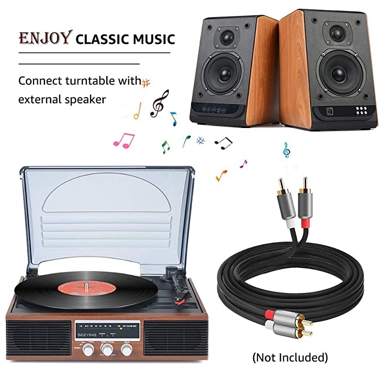 Player Bluetooth Turntable with Stereo Speakers Portable BeltDriven Nostalgic LP Vinyl Player with FM Stereo Radio Line Output